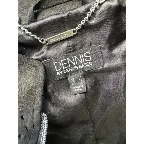 QVC DENNIS BASSO PERFORATED FAUX SUEDE JACKET NWOT BLACK SIZE L - Picture 4 of 7